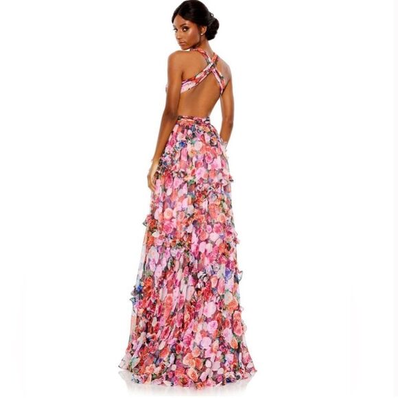 Mac Duggal 68076 Ruffle Floral Cut Out Dress - Picture 7 of 15